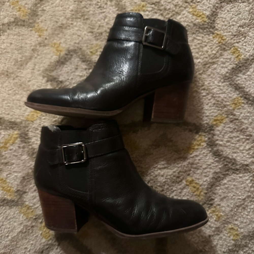 Franco Sarto Black Leather Ankle Booties